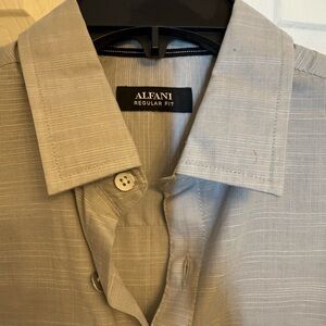Alfani Gray Casual Button Down Shirt with Structured Collar